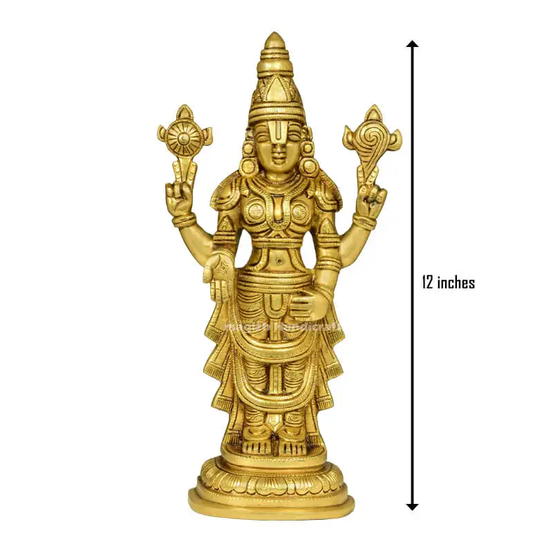 12 inches Brass Thirupathi Balaji double vasthiram idol SC - image 3