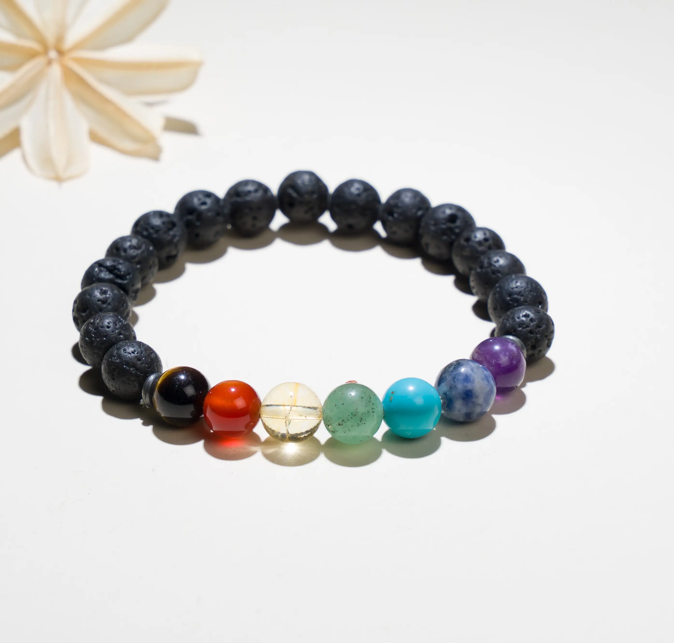 8mm 7 chakra Lava Crystal stone Bracelet