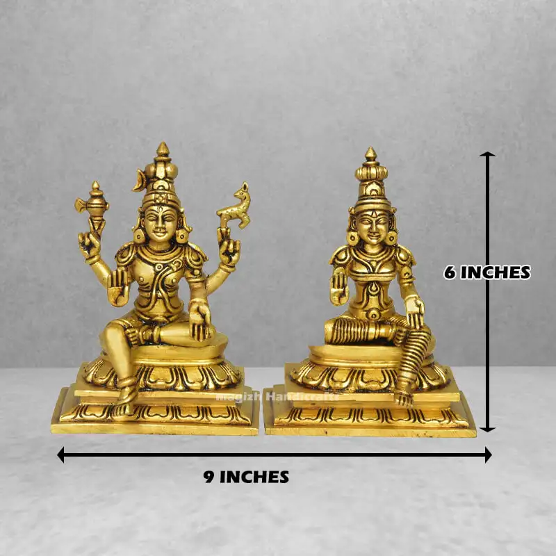 Brass Shiva Parvathi Idol 6 inches - image 3