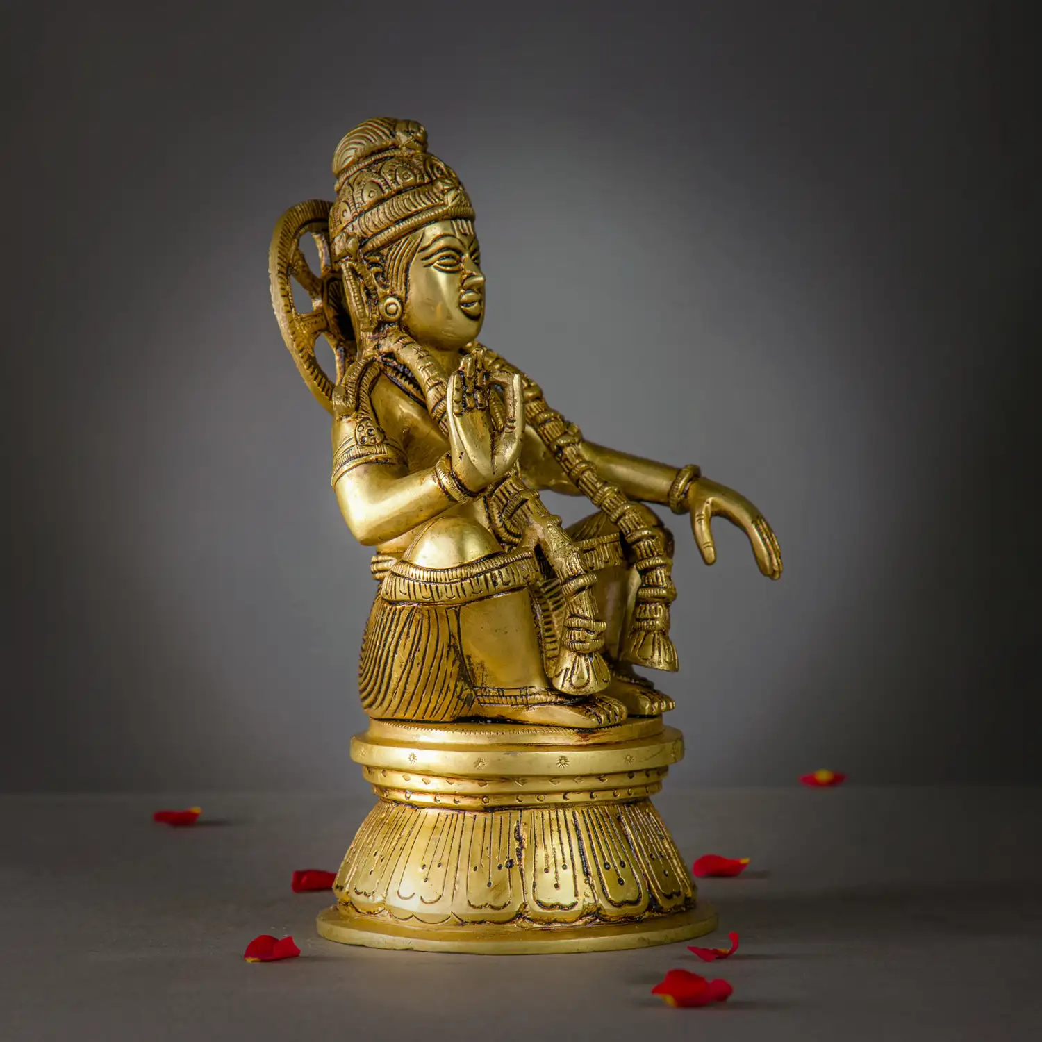 9 Inch Handcrafted Premium Brass Ayyappan Swamy Idol - image 3