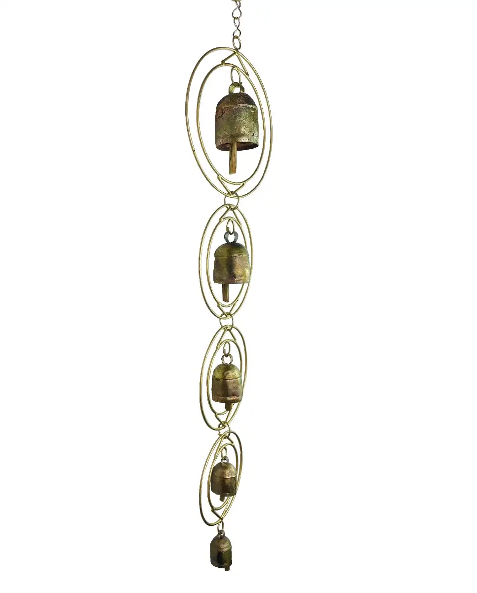 Vastu Wind Chimes 5 bells Iron copper double ring shape fengshui - image 4
