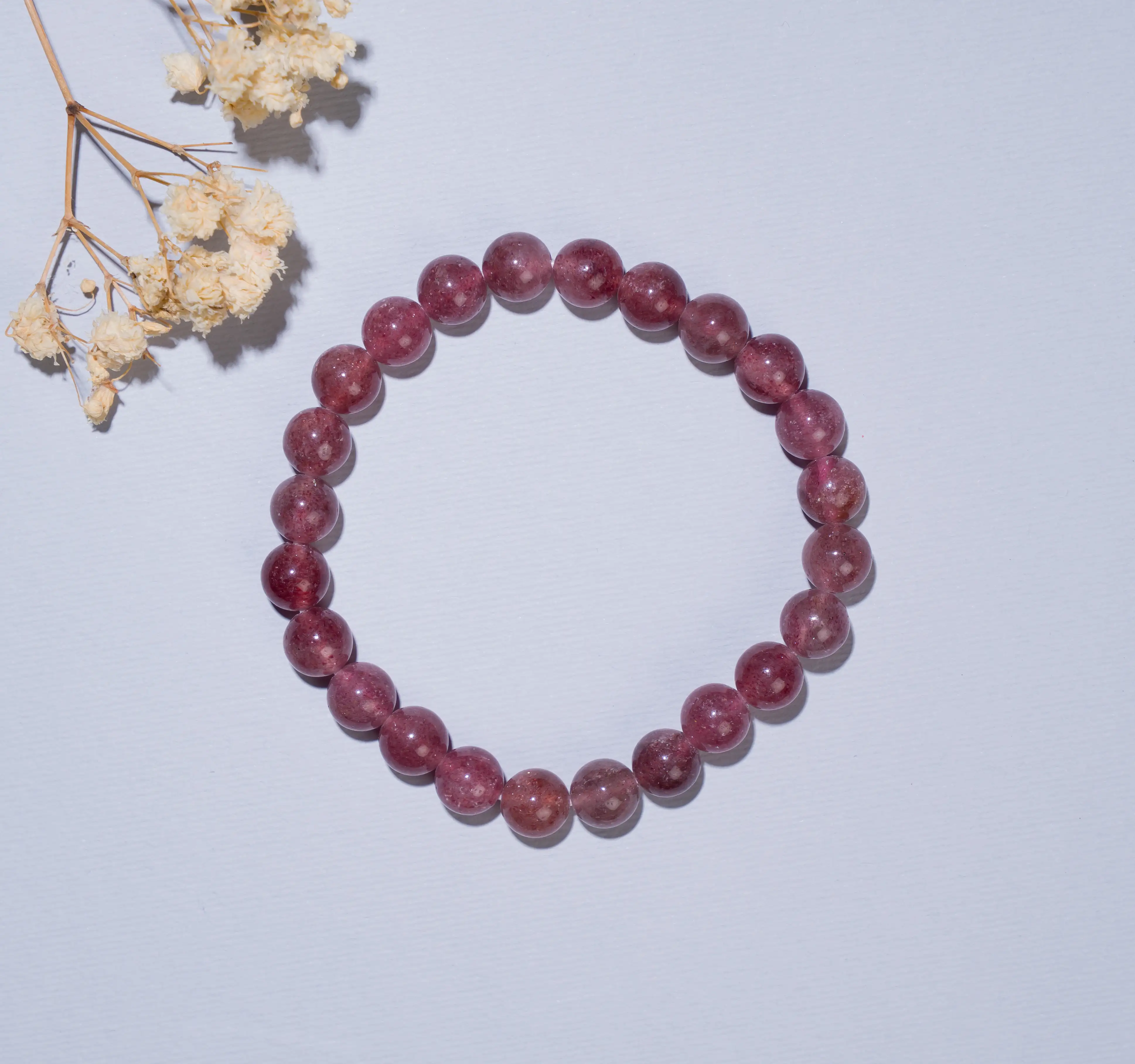 8mm Strawberry Quartz crystal bracelet - secondary