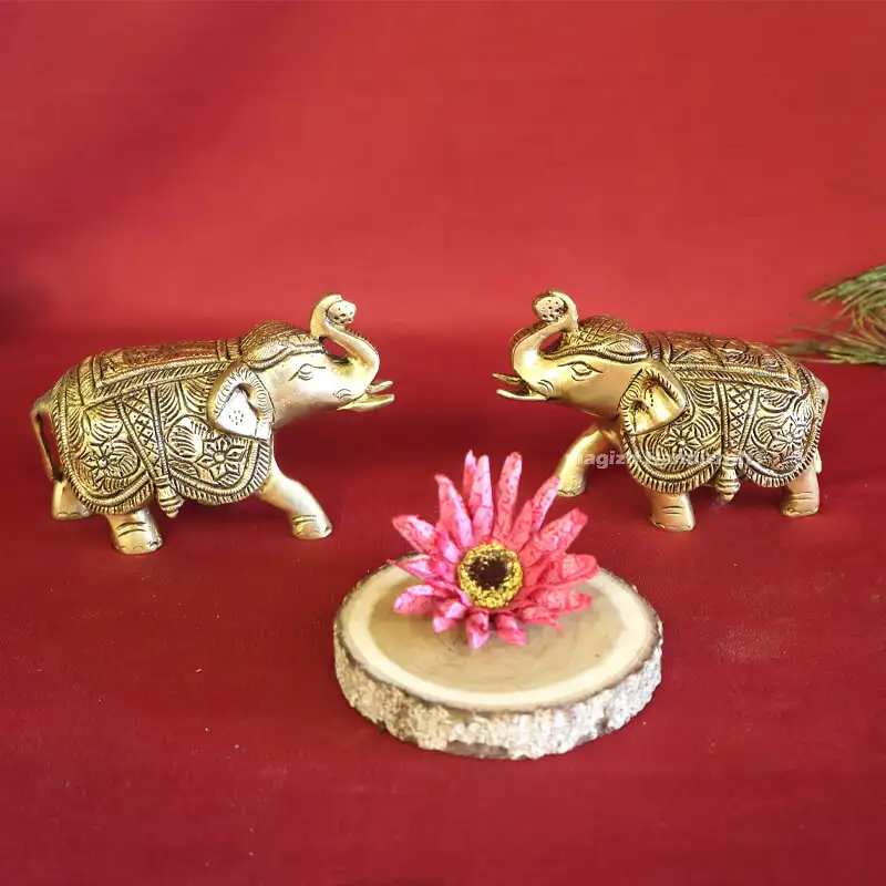 Brass Elephant pair idol 3 inches - image 3