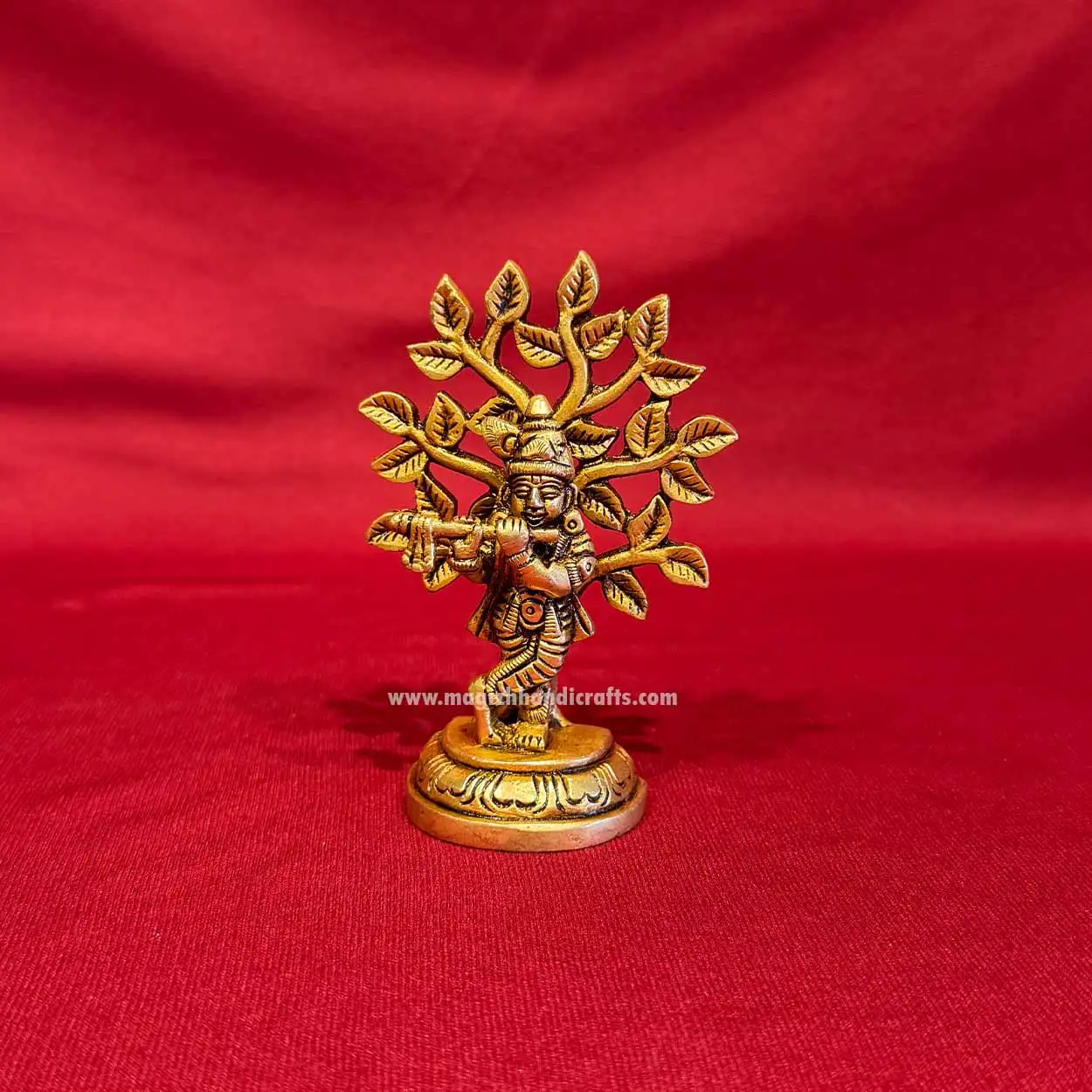 4 inches brass tree Krishna idol