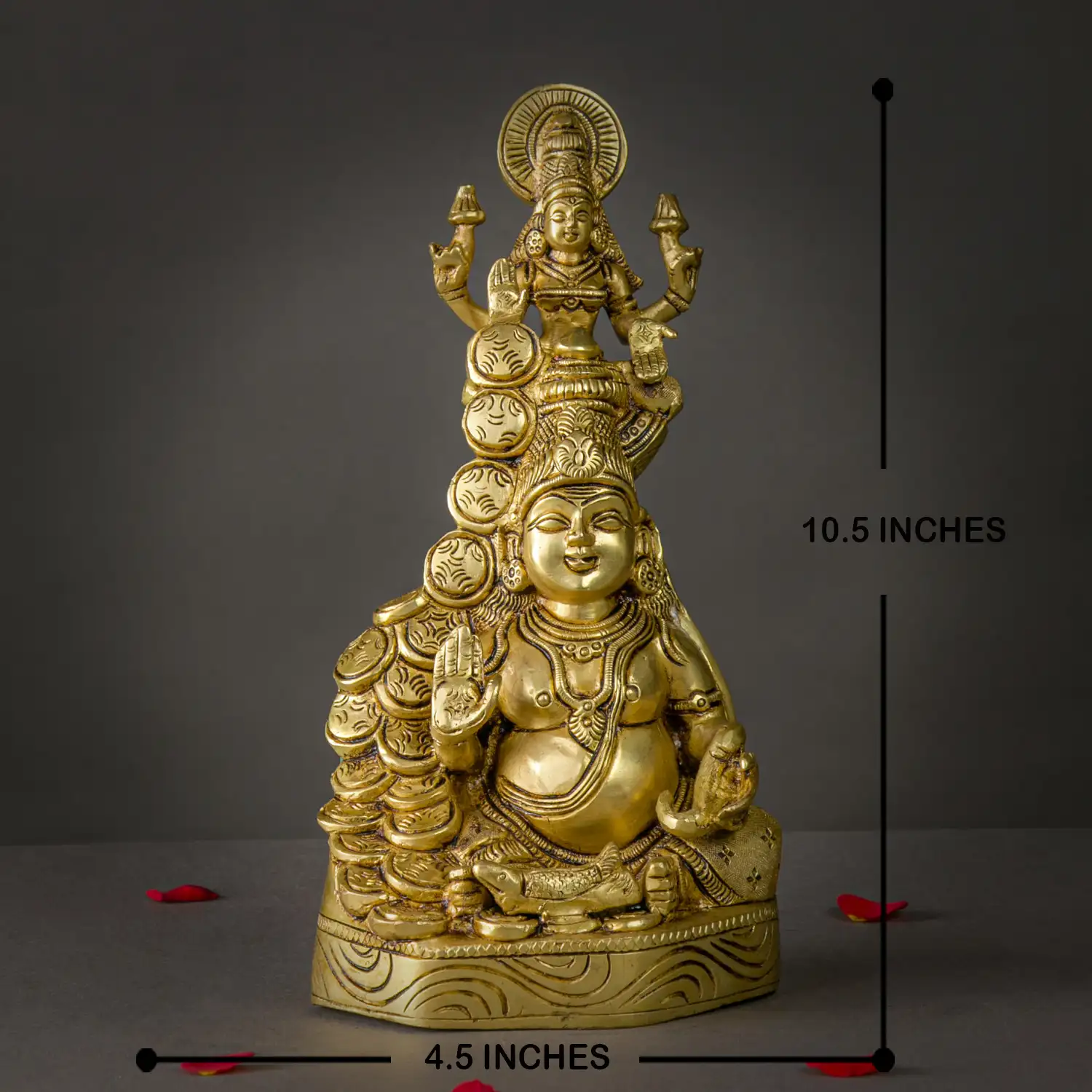 10.5" Brass Lakshmi Kubera Statue with Coins idol - image 5