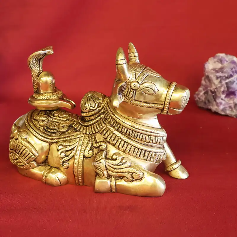 6x8 inches Brass Nandhi with Lingam SC