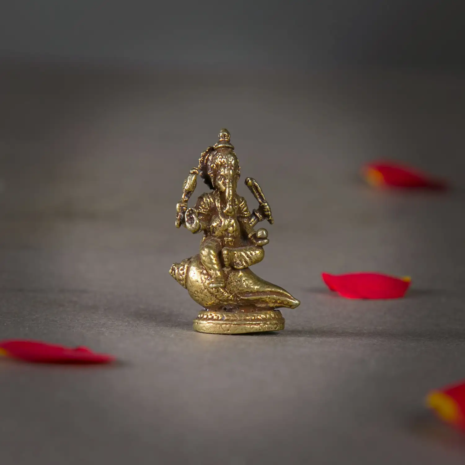 1 inch miniature Brass Shang sitting Ganesha Idol