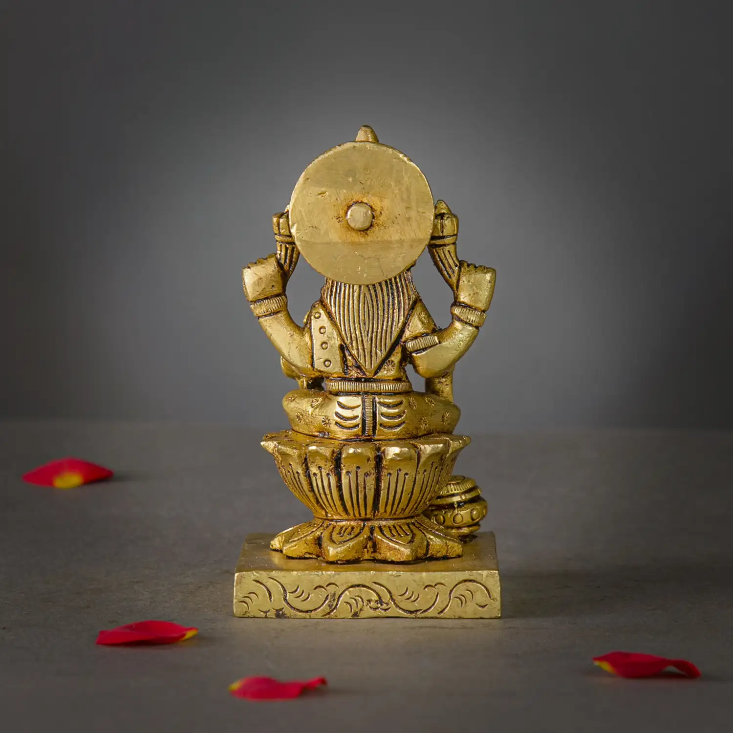 4 inches brass Lotus Kalsham Lakshmi idol - image 3