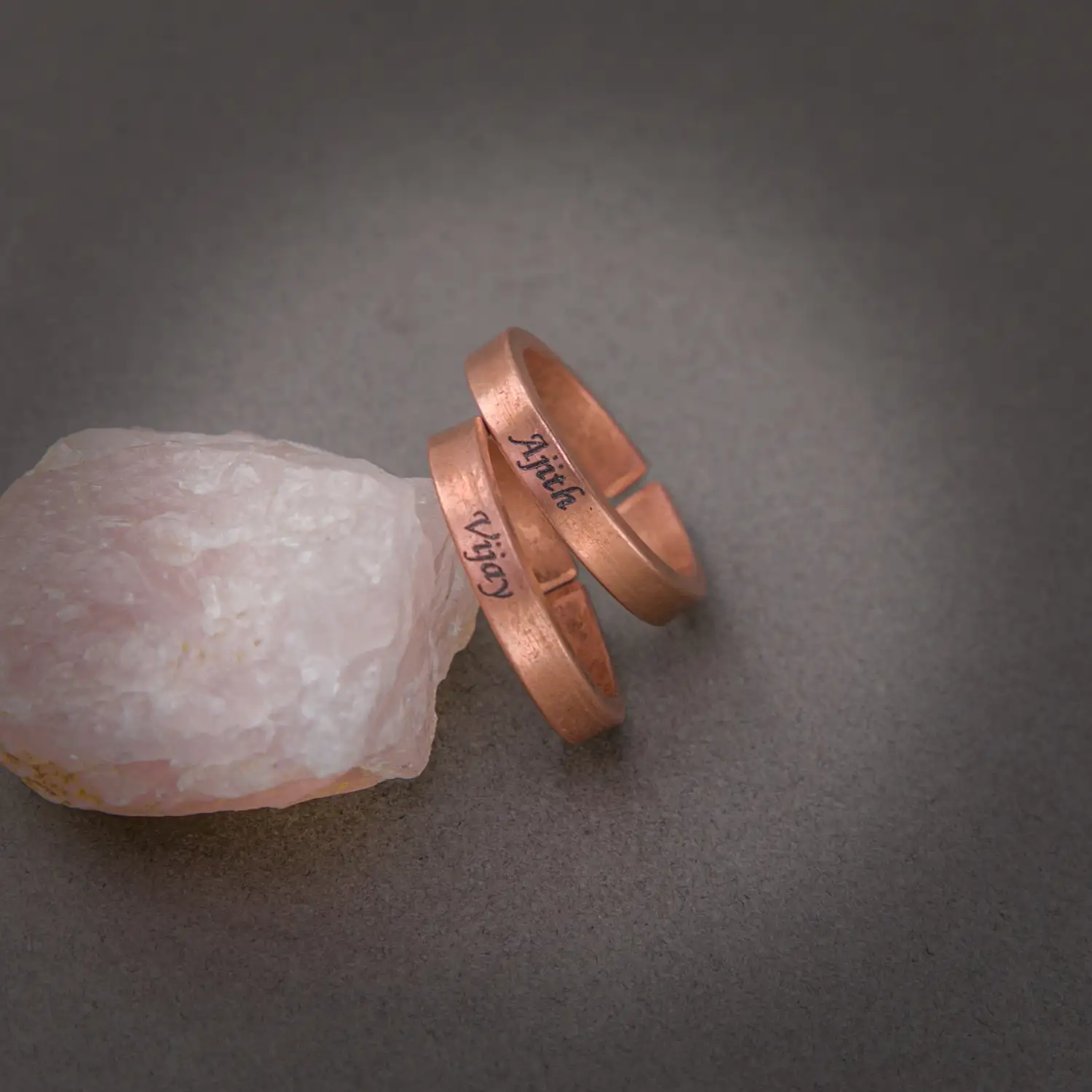 Pure Copper Finger Ring for women and men with customised name on it.