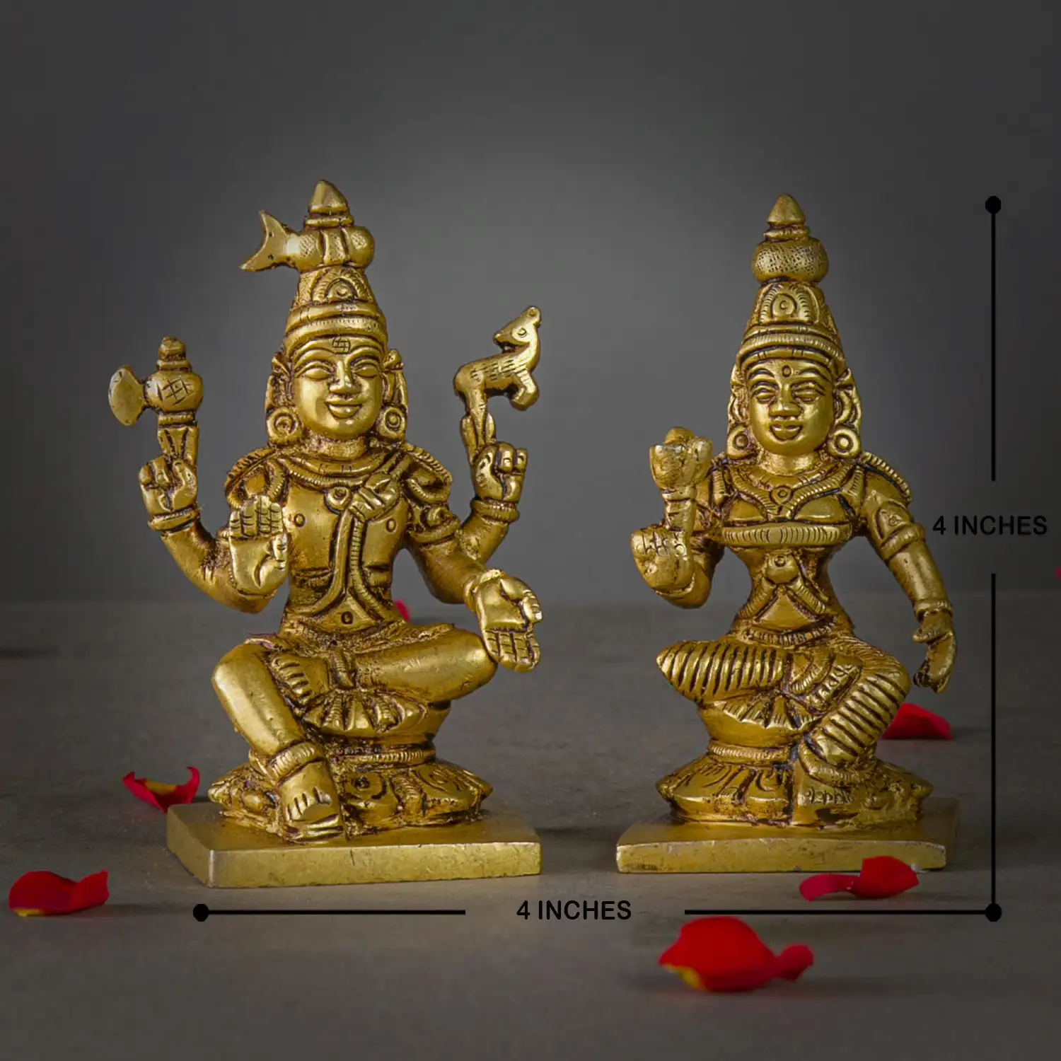 4 inches God Shiva and Goddess Parvathi sitting Separate brass idol - image 5