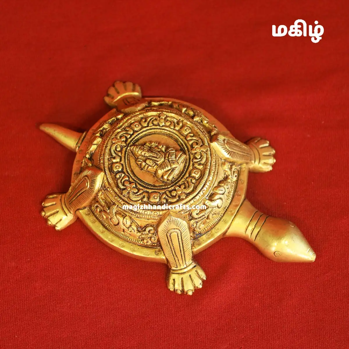 Brass Tortoise with Ganesha idol - 7 inches