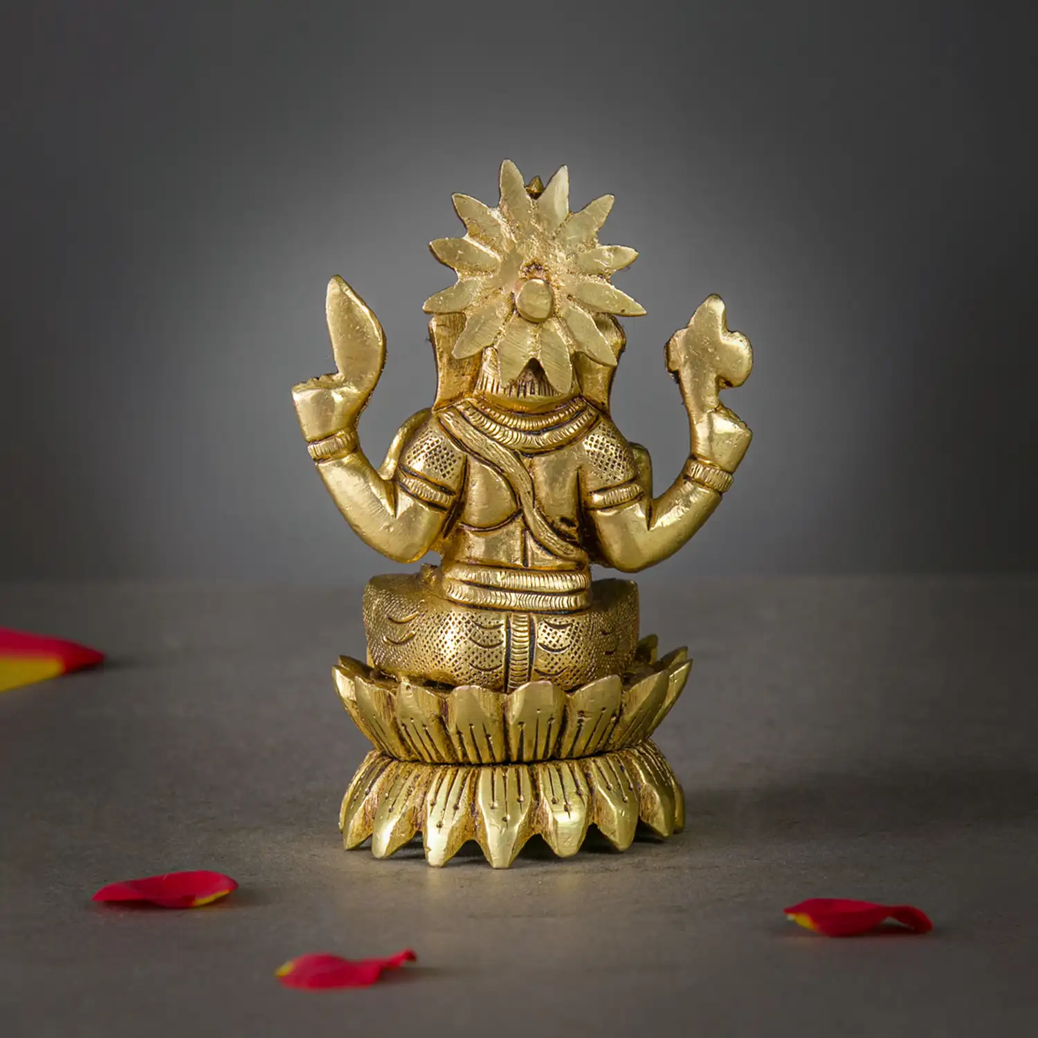 4 inches Lotus brass Ganesha idol - image 4