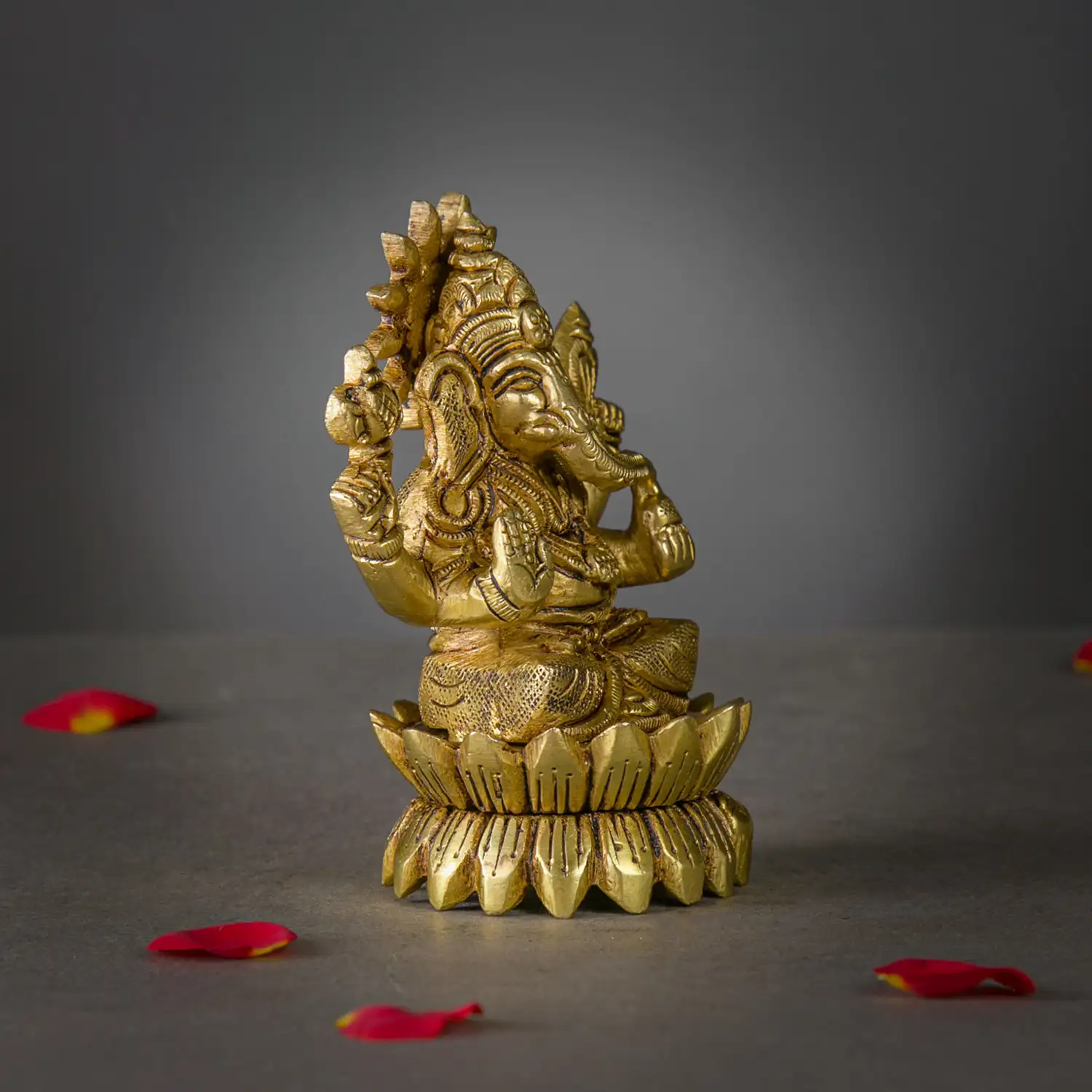4 inches Lotus brass Ganesha idol - image 2