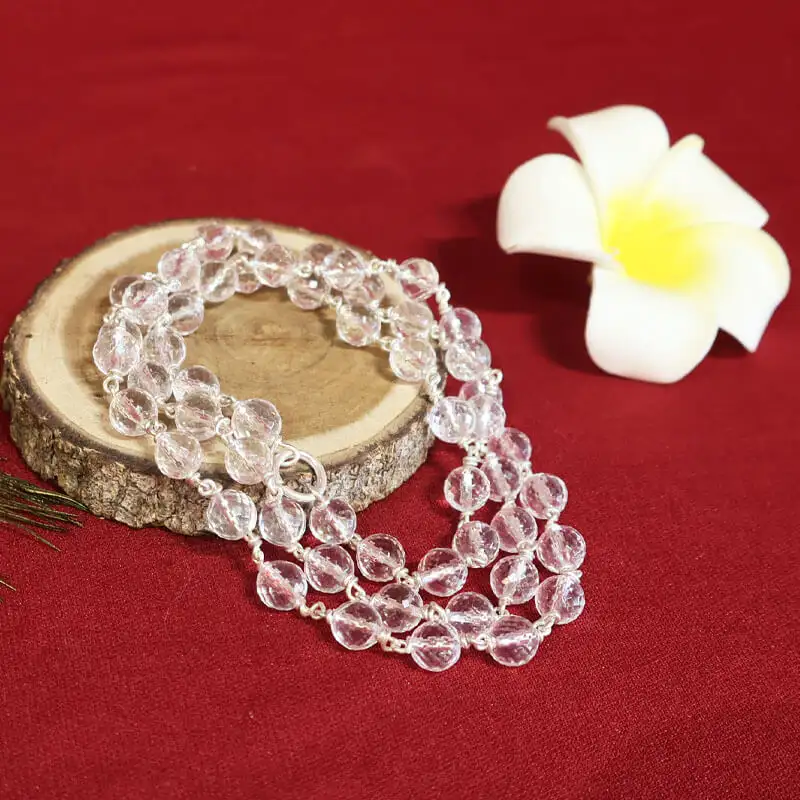 8mm Spadigam Diamond cuts mala with silver 54 beads