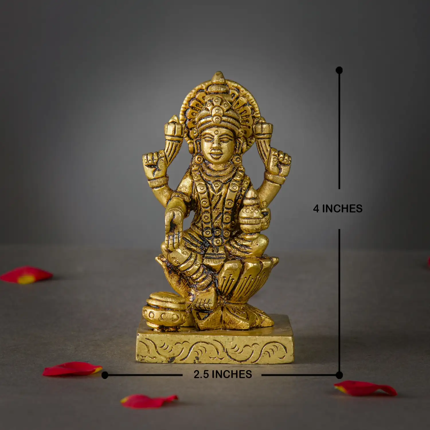 4 inches brass Lotus Kalsham Lakshmi idol - image 5