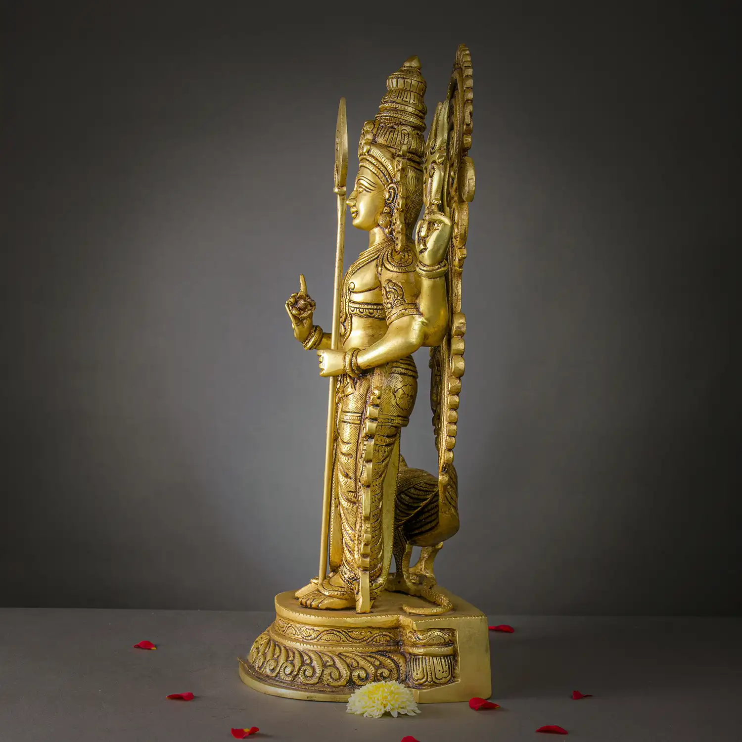 Brass Standing Murugan Vel and Mayil idol - 21 inches - image 3
