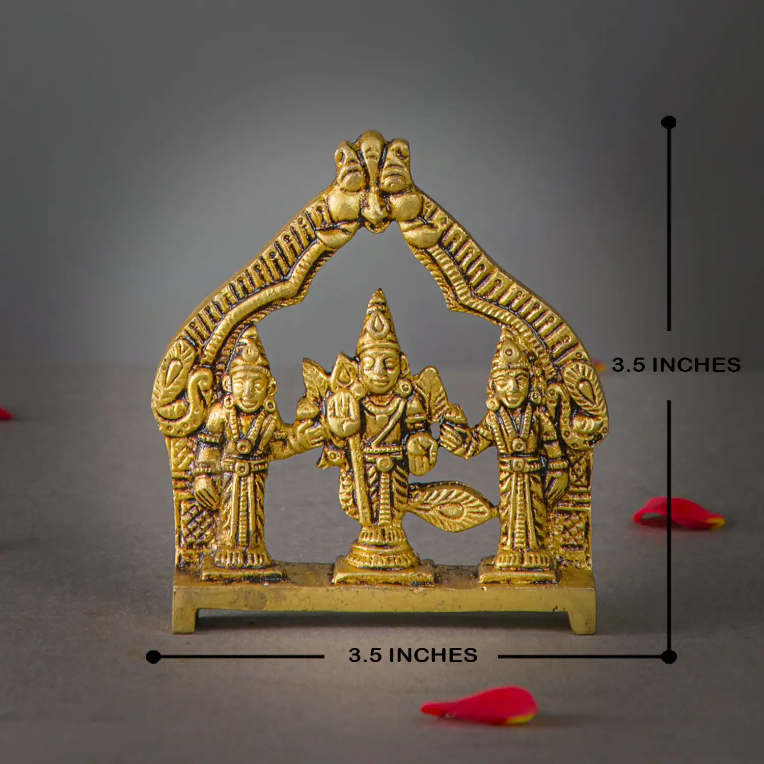 3.5 inches Brass Murugan Valli Deivanai frame idol - image 5