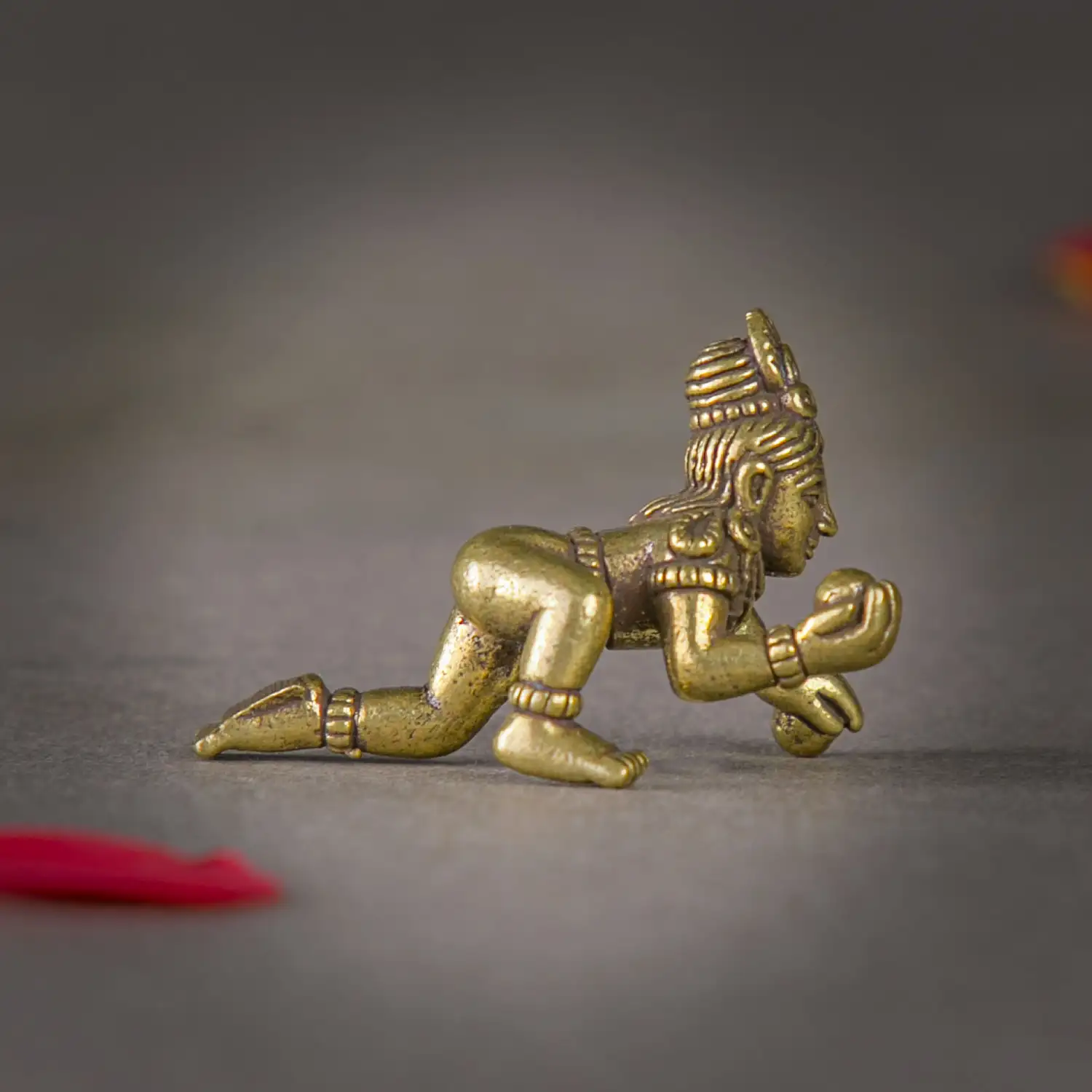 1 inch Brass miniature Crawling Baby Krishna idol - image 2