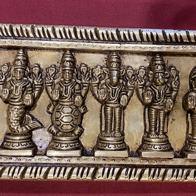 14 inches Brass Dashavathar Vishnu Avathar wall hanging - image 4