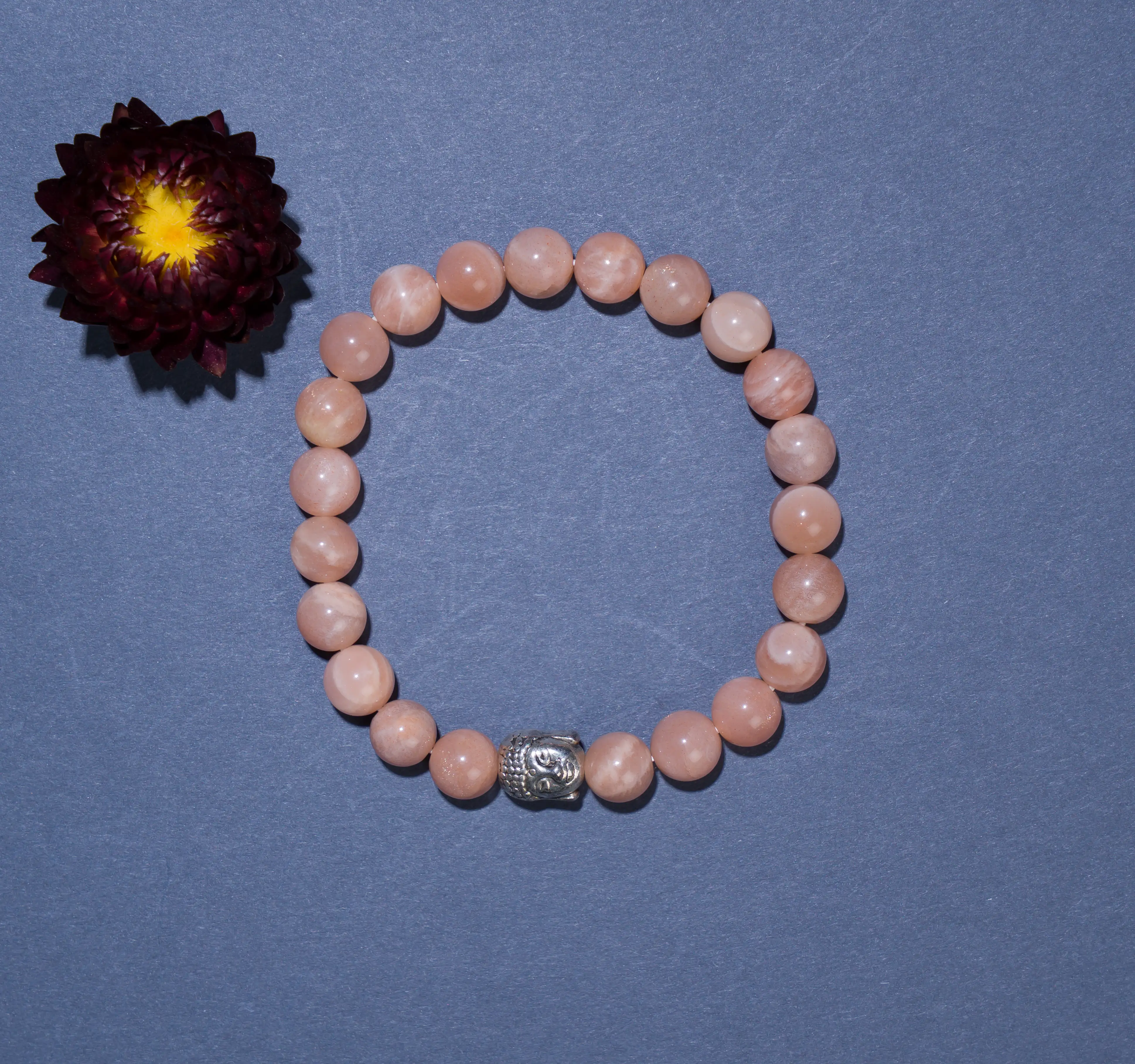 8mm Sunstone stone Crystal bracelet with buddha - secondary