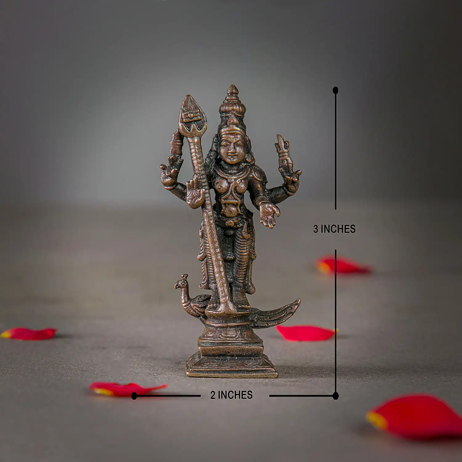 3 inches Copper Murugan with Vel - image 4