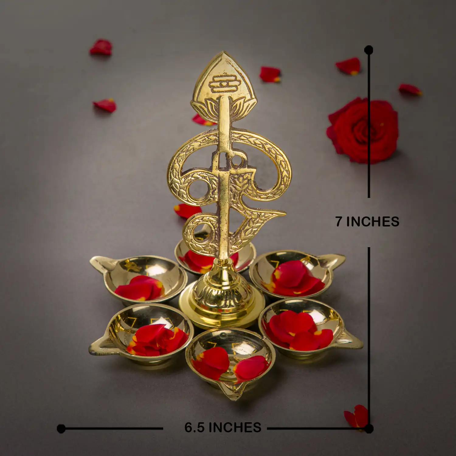 7 inches Brass Om Vel Arumuga Vilakku - image 6
