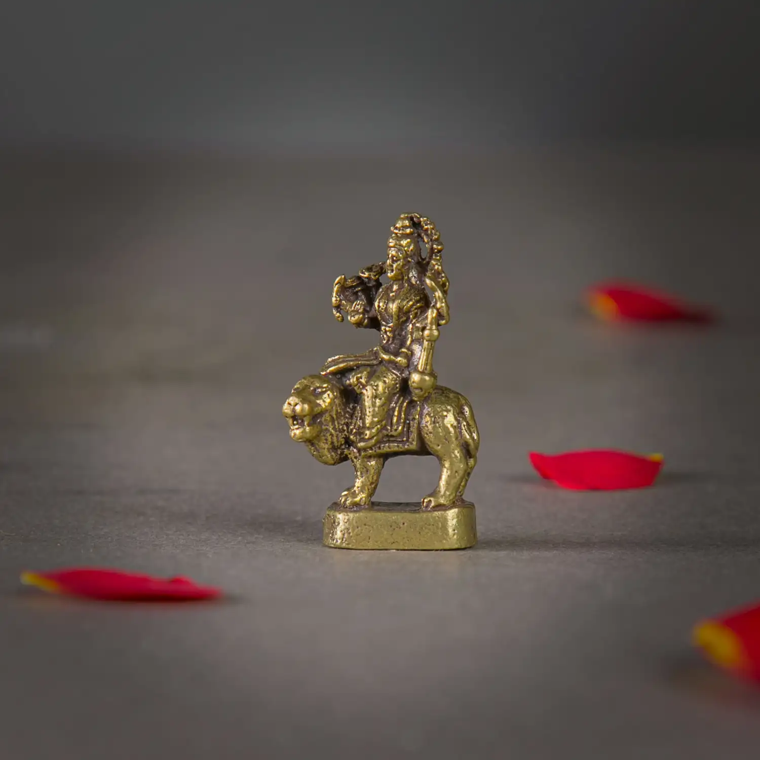 1 inch Brass Lion Durga idol - secondary