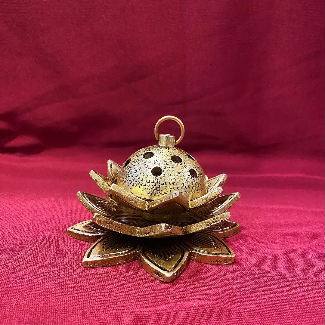 Brass small Lotus Doop or sambarani holder 2.5 inches