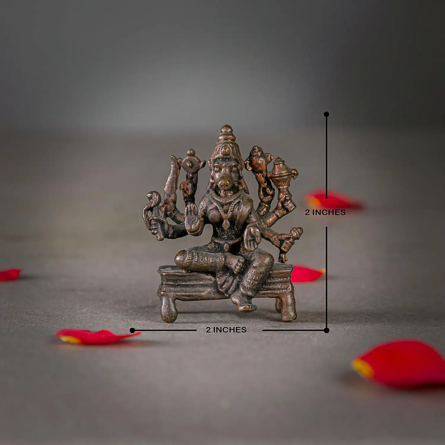 2 inches Copper Varahi amman 8 hands - image 4