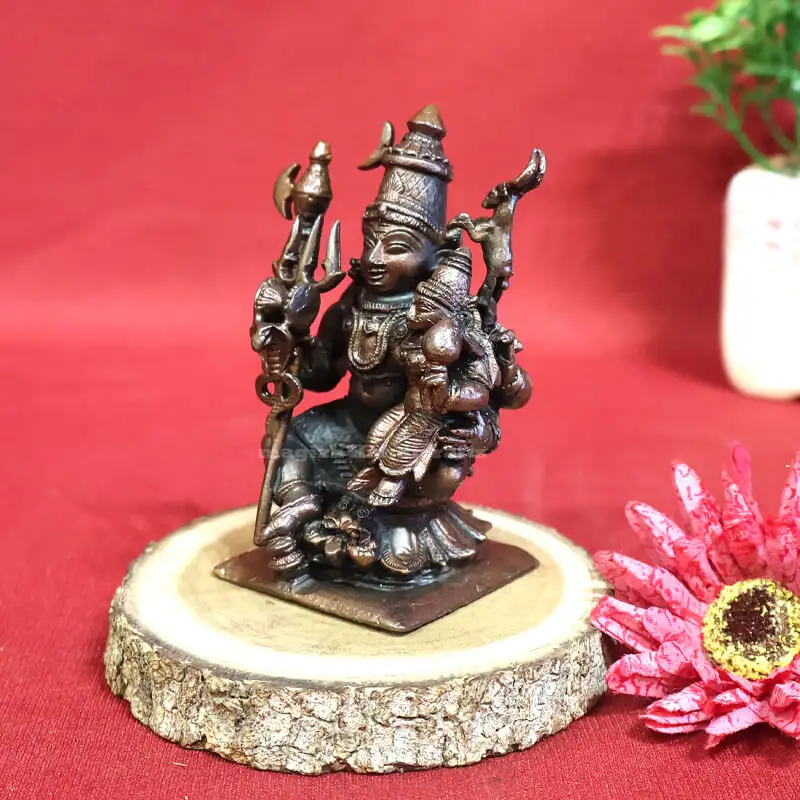 3 inches Copper Lord Siva with Parvathi idol - image 3