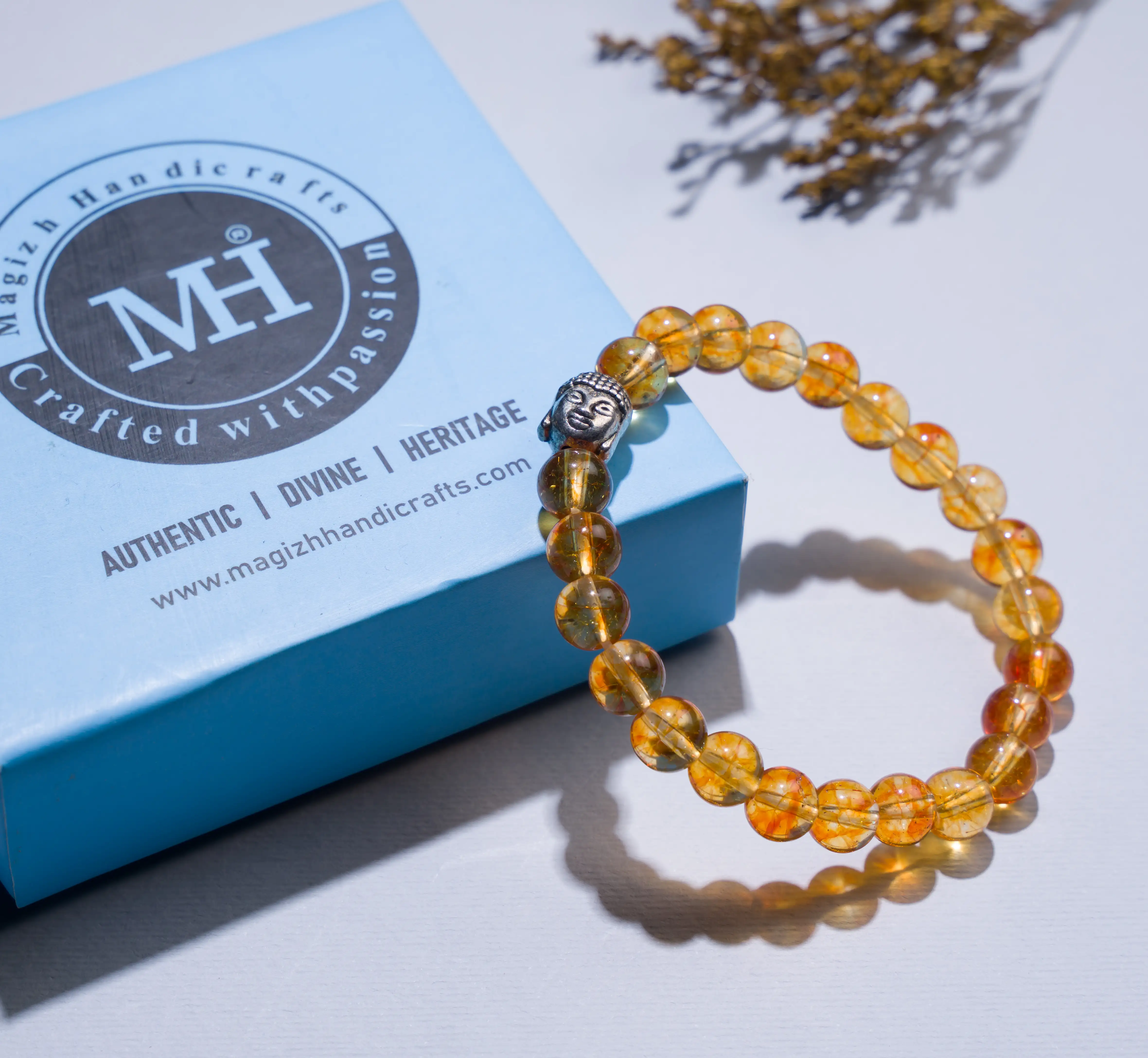 8mm Citrine Crystal bracelet with buddha - image 3