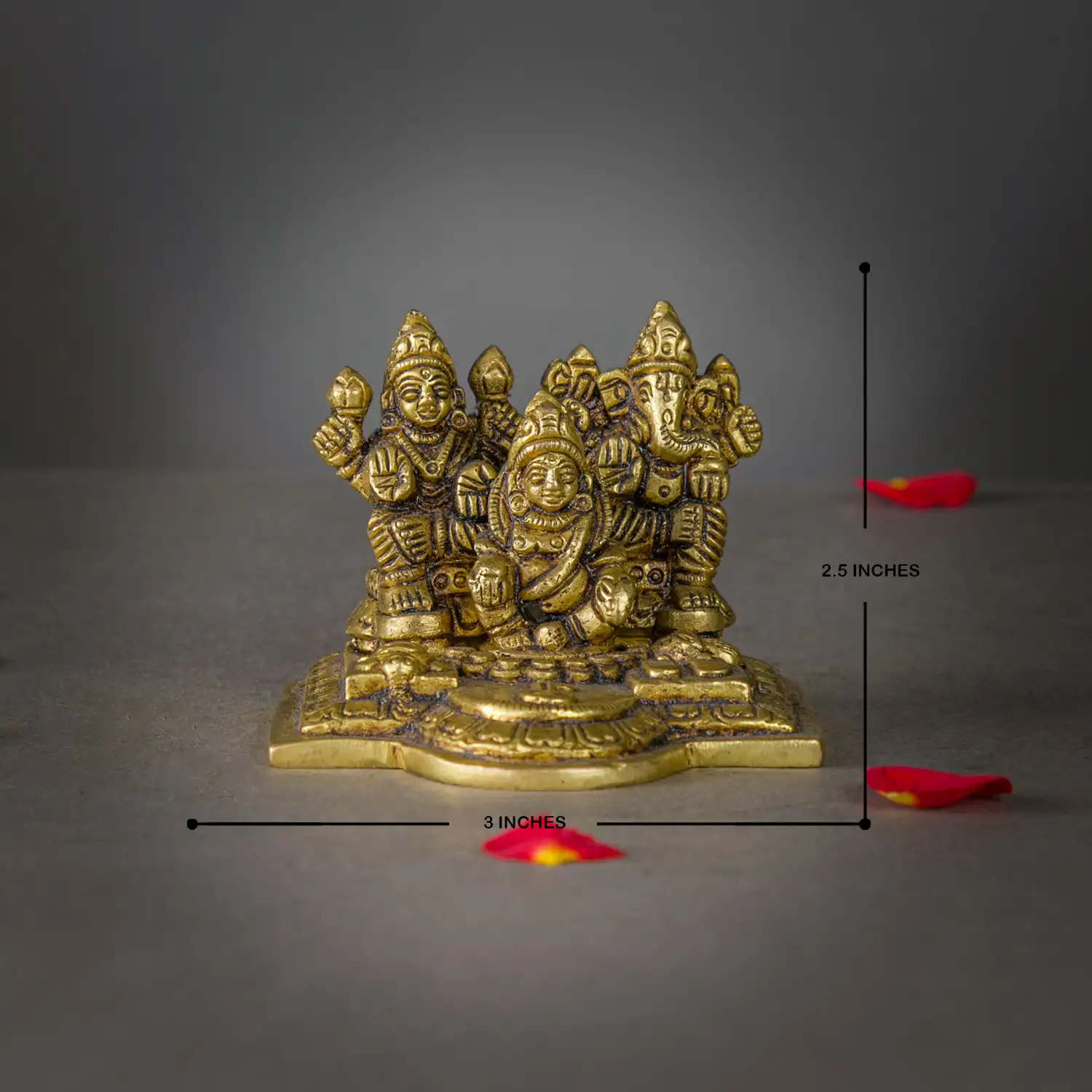 Brass Ganesha Kuber and Lakshmi idol - 2 inches - image 5