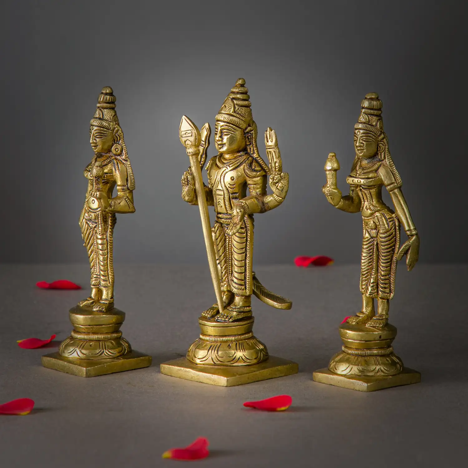 5.5 inches Brass Murugan Valli Deivanai idol - image 3
