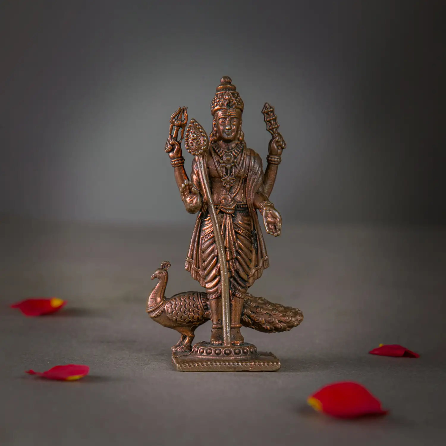 3.5 inches Copper Lord Murugan Idol