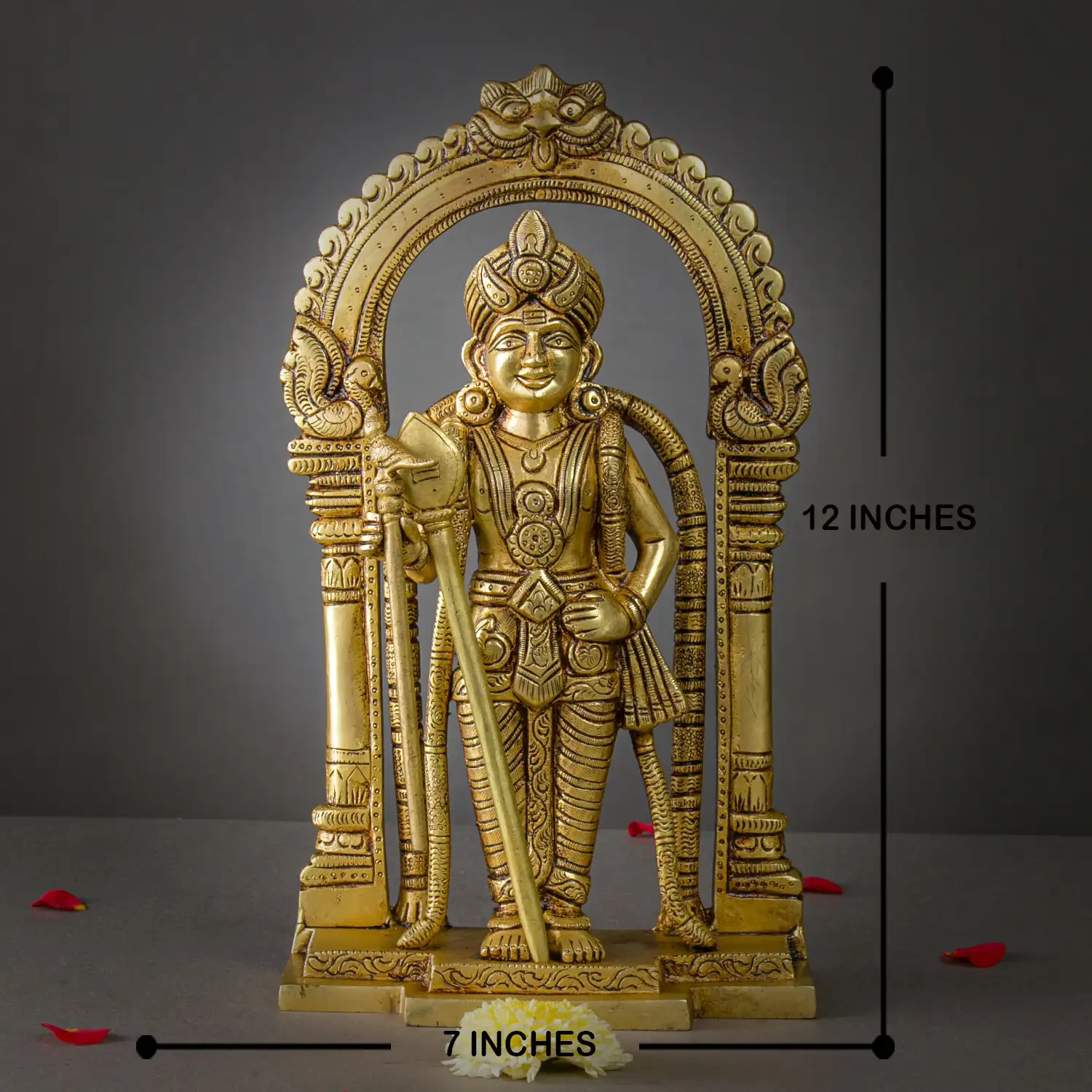 12 inches brass god Rajaalangaram Palani Murugan idol - image 5