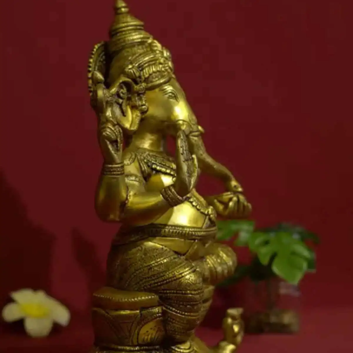 1 feet Grass Sitting pillayar Statue - secondary