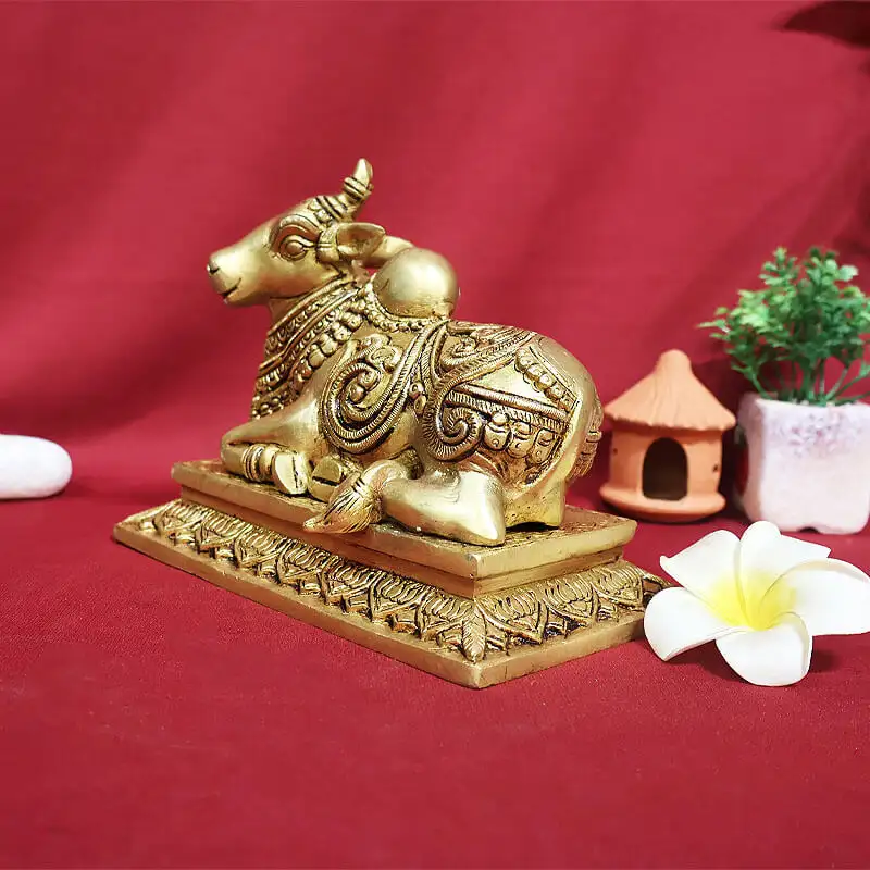 6 inches Brass Nandhi with Peedam - secondary