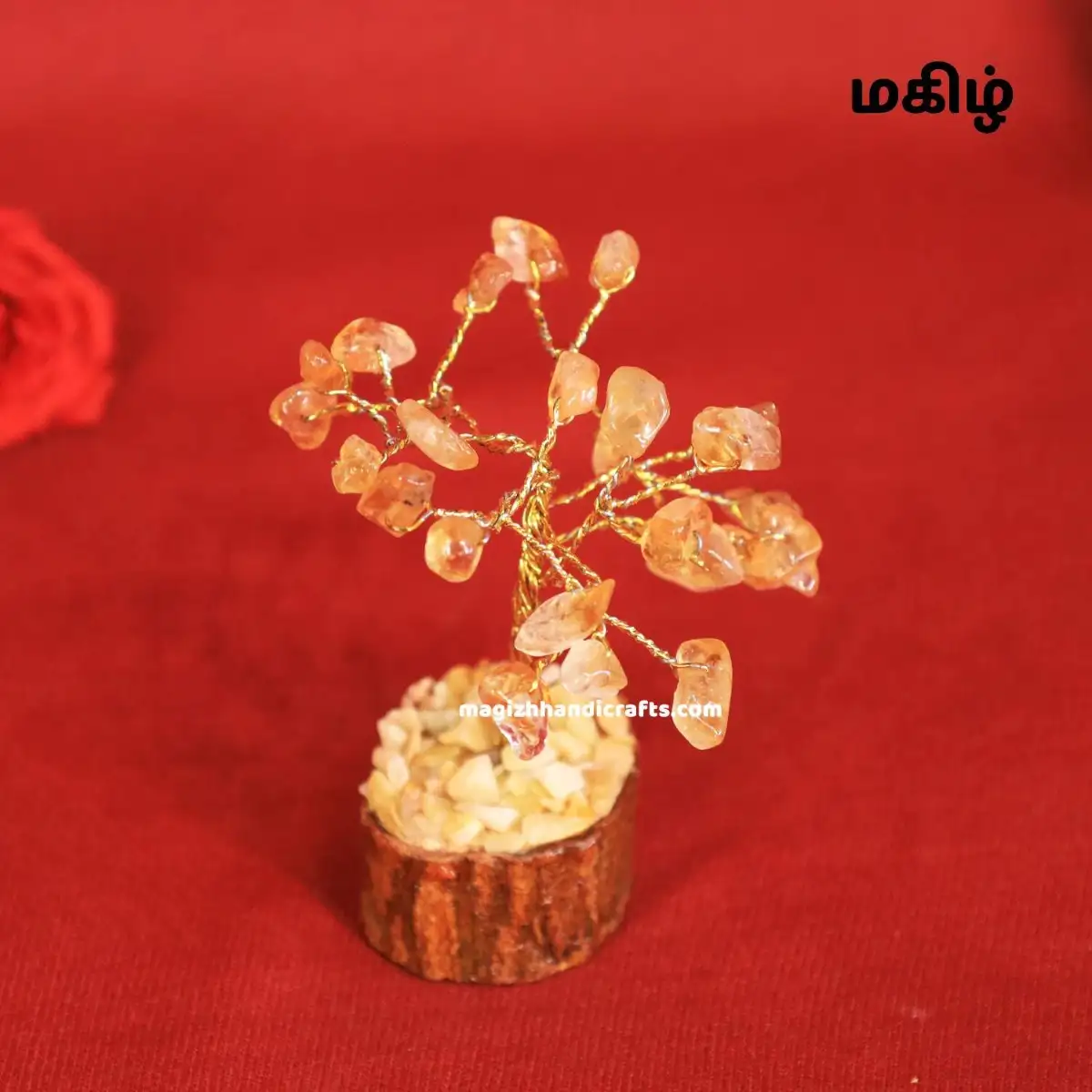 Mini Citrine crystal stone tree - 25 beads