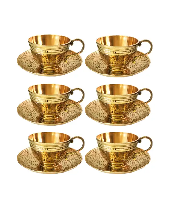 Brass premium quality etching Designer coffee | tea cup and Saucer Combo gifting - image 3