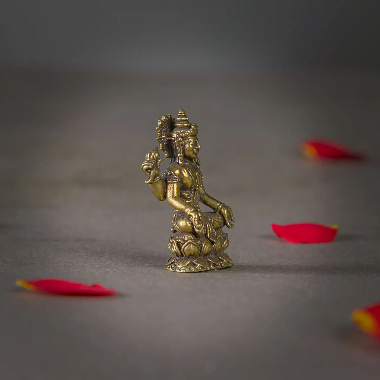 1 inch Brass sitting miniature Lakshmi on Lotus idol - secondary
