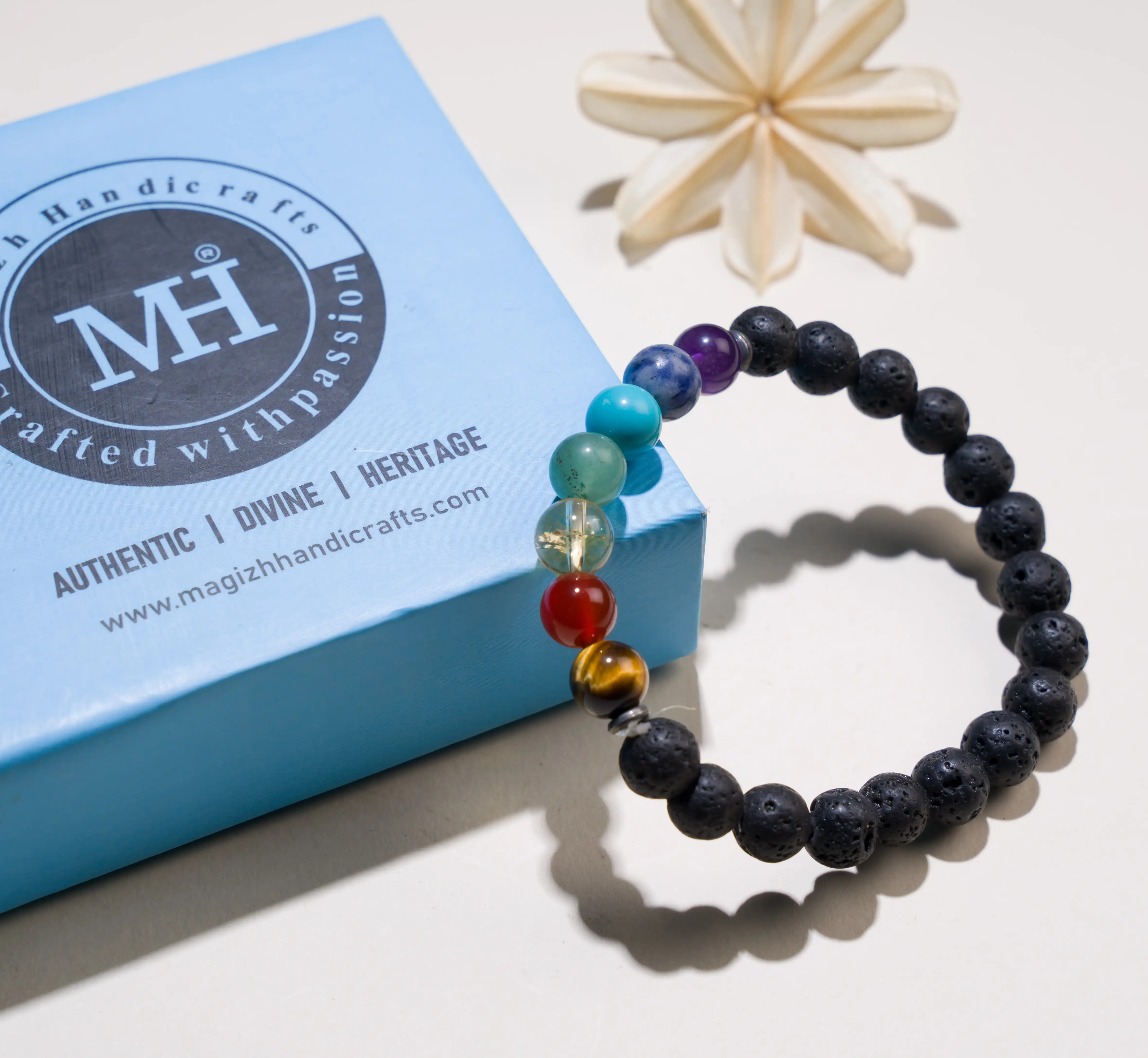 8mm 7 chakra Lava Crystal stone Bracelet - secondary