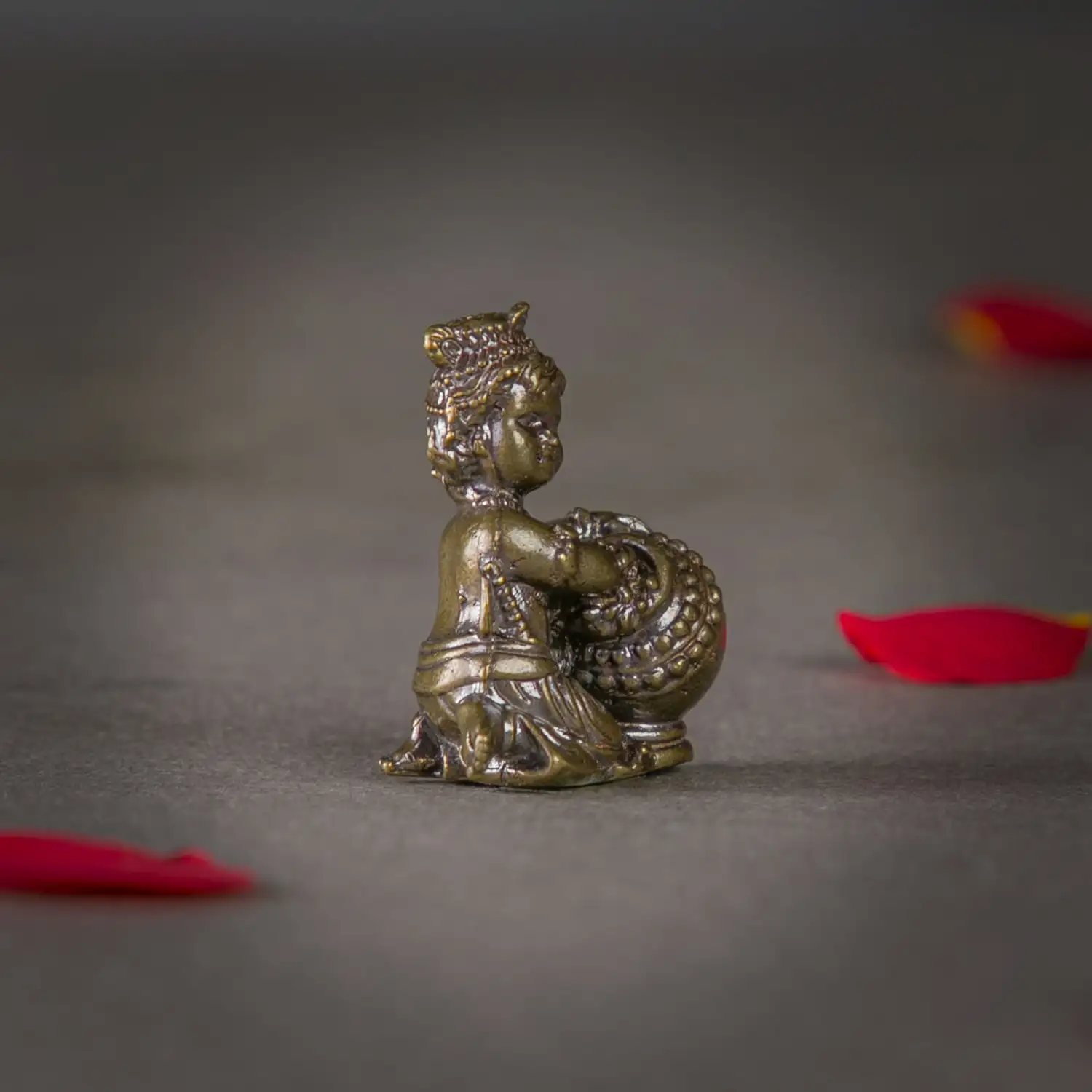 1 inch Mini Brass vennai matka baby Krishna idol - secondary