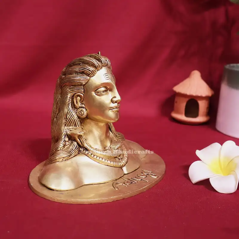 4 inches Brass Aadiyogi with Base idol - secondary