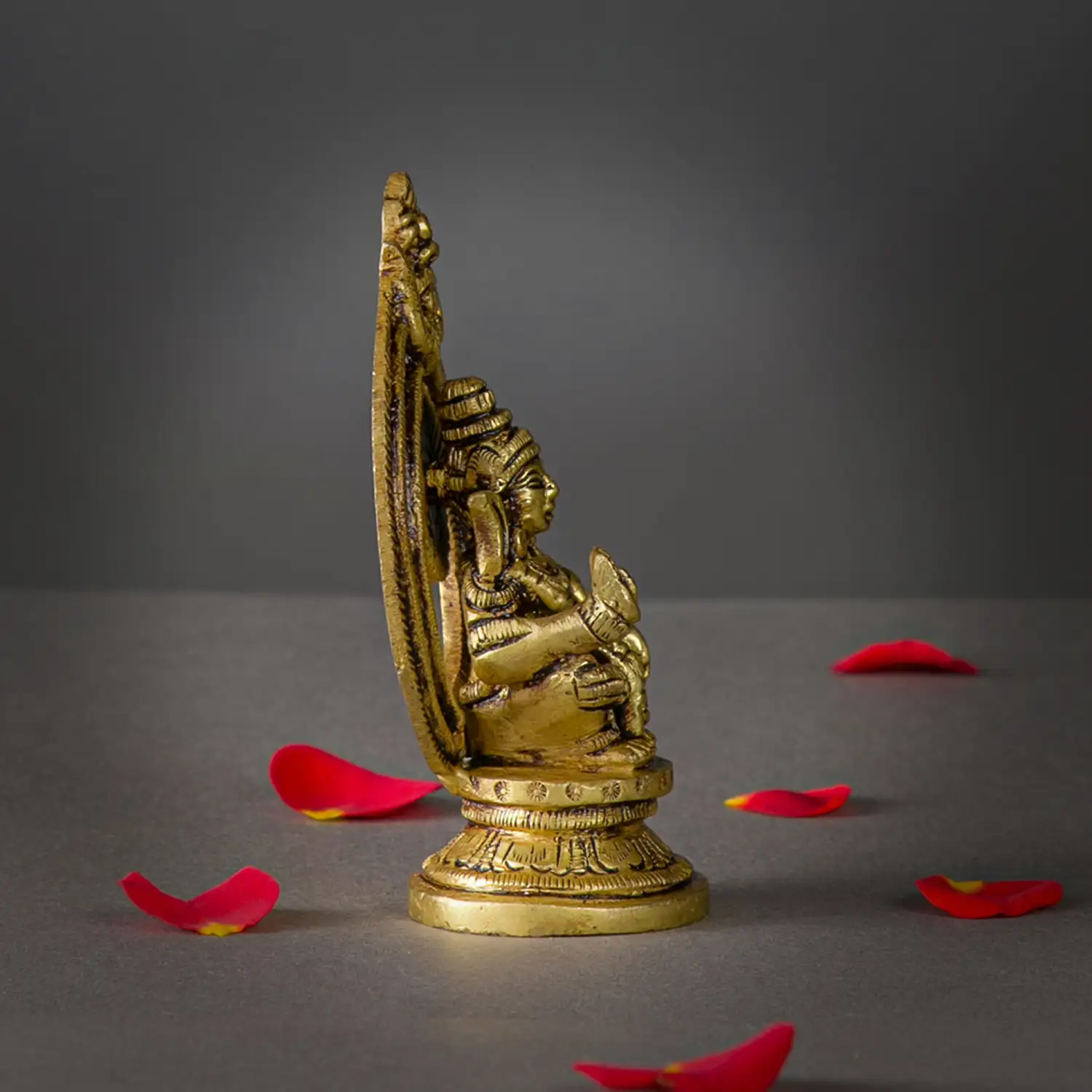 4 inch Brass Ayyappan Swamy Idol with Prabhavali Arch - image 2