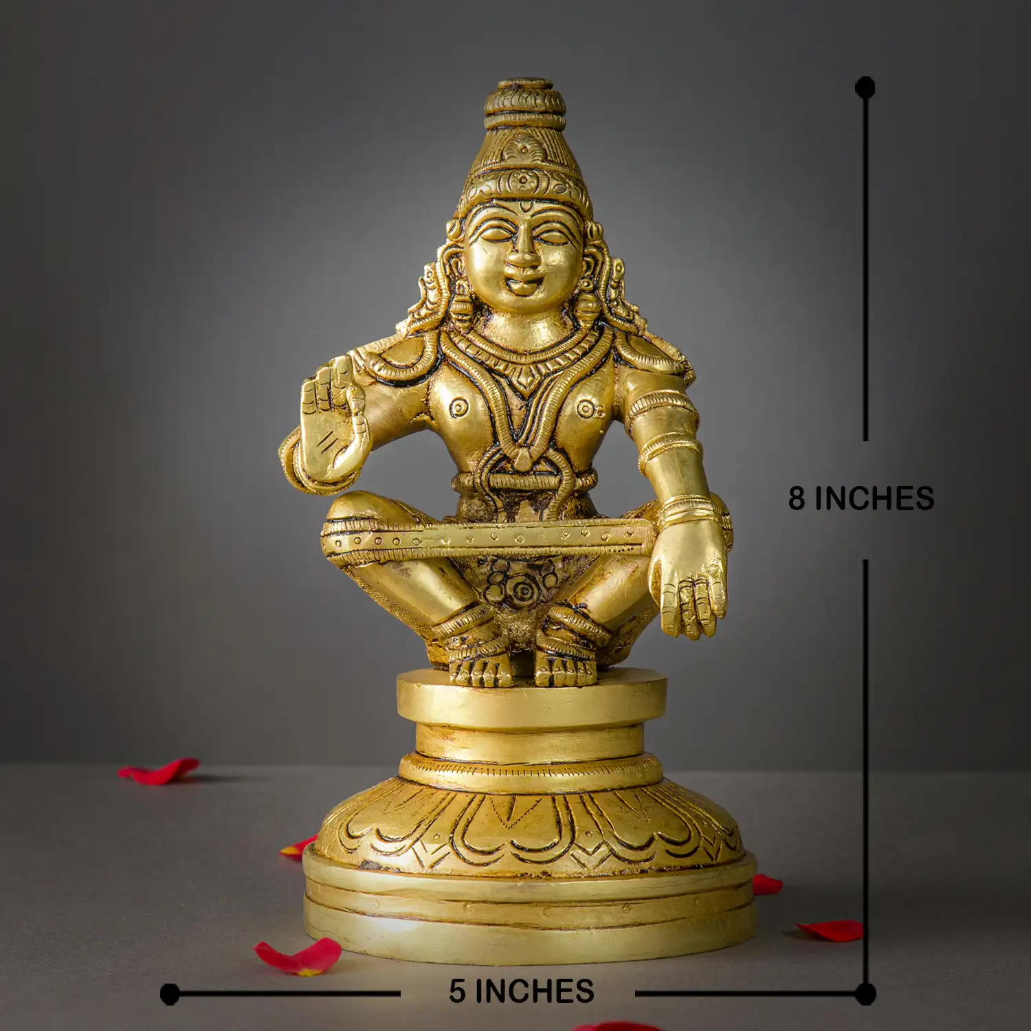 8 inch Brass Ayyappan Swamy Idol - image 5
