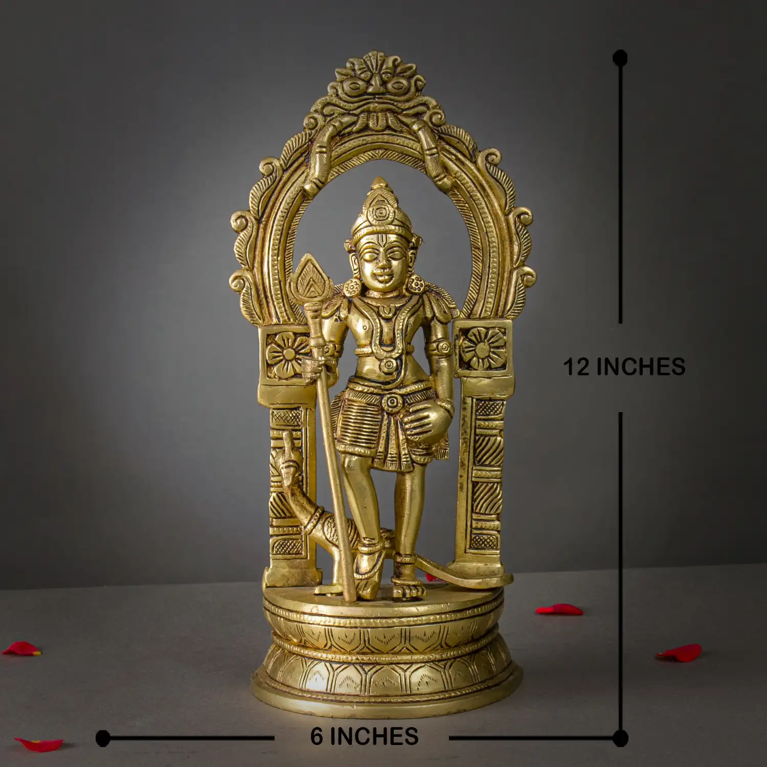12 inches Thiruvachi Brass Palani Murugan with vel - image 5