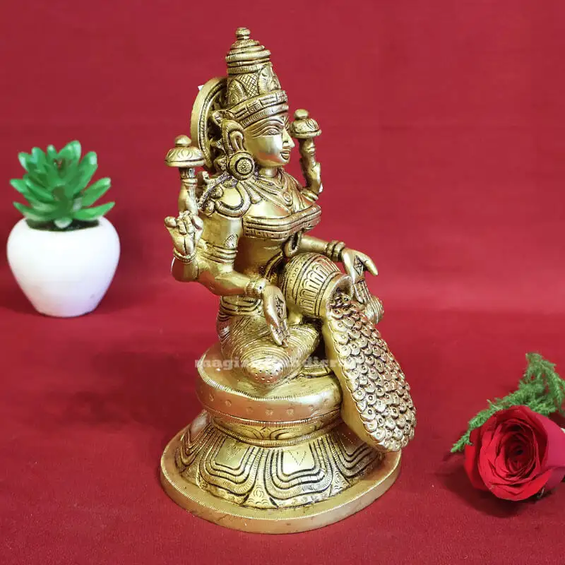 8 inches Brass Dhana Lakshmi idol Oval base - secondary