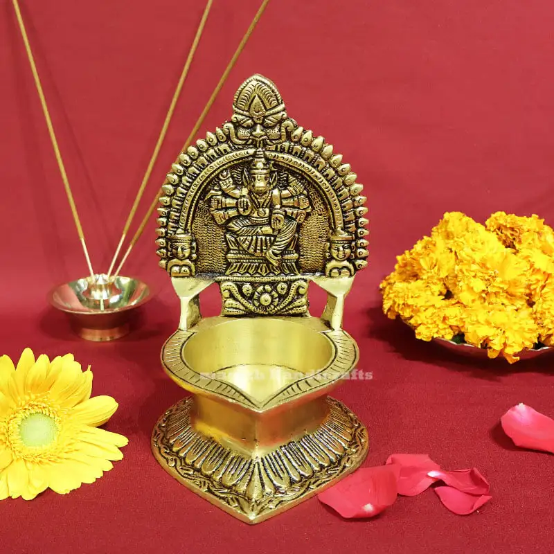 7 inches Brass Varahi amman Kamakshmi Lamp