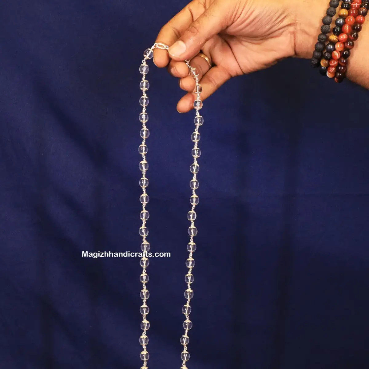 8mm Spadigam malai with Silver cup 54 beads - secondary