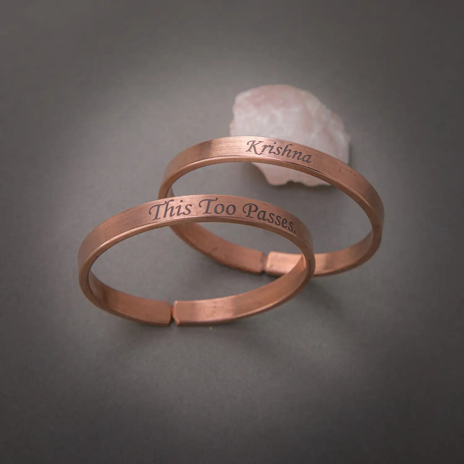 8mm Customized Pure Copper Flat Bracelet With Your Name Combo - secondary
